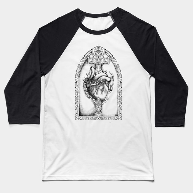 Sacred Heart of Jesus Christ Baseball T-Shirt by Art of Arklin